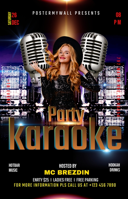 KARAOKE PARTY Halfbladsy Breed template