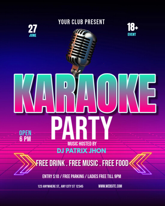 Karaoke party Instagram Portrait template