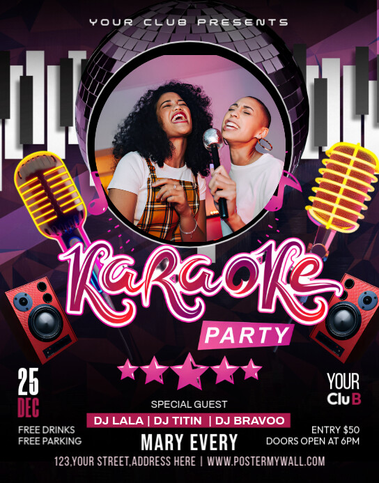 karaoke party Plakkaat/Muurbord template