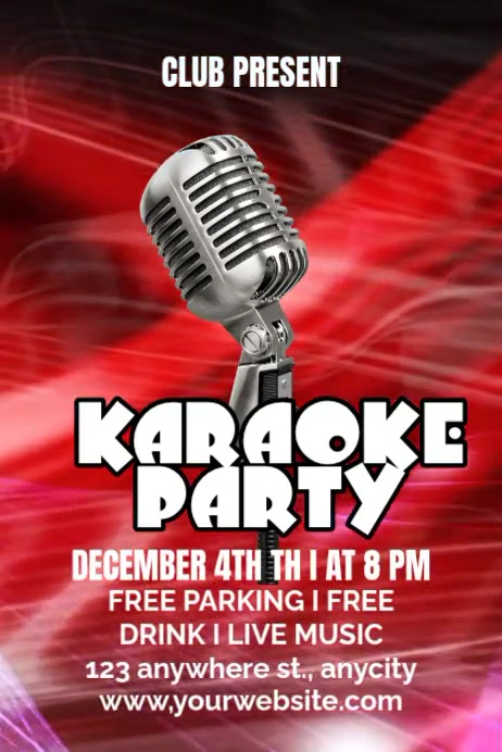 Red Karaoke Party Posters Template | PosterMyWall