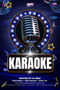 karaoke party flyer poster template