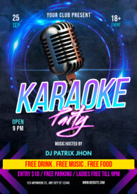 Karaoke party poster A4 template
