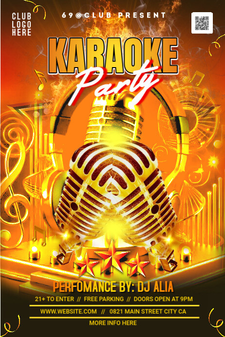 karaoke party poster flyer template