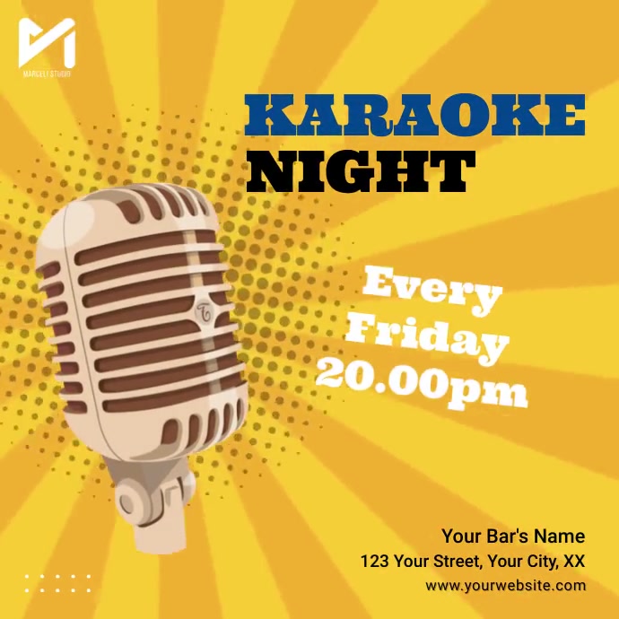 Plantilla de Anuncios de Video de Fiesta de Karaoke | PosterMyWall