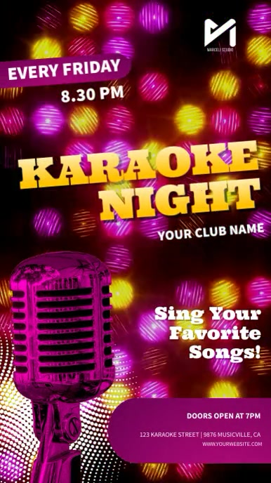 Plantilla de Anuncios de Video de Fiesta de Karaoke | PosterMyWall
