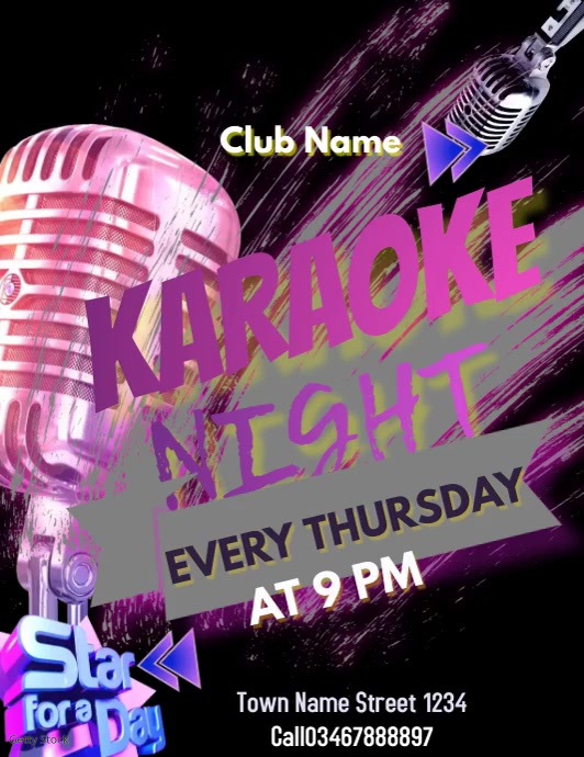 KARAOKE POSTER  TEMPLATE Volante (Carta US)