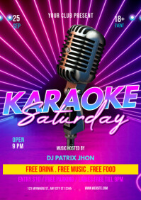 Karaoke saturday poster A4 template