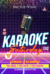 Karaoke saturday poster template