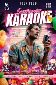 Karaoke Summer Cartel de 4 × 6 pulg. template