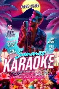 Karaoke Summer แบนเนอร์ 4' × 6' template