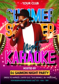 karaoke summer night party flyer A4 template