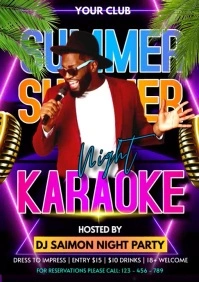 karaoke summer night party video flyer A4 template
