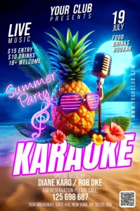 Karaoke Summer Party Banner 4' × 6' template