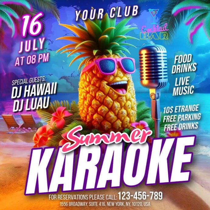 Karaoke Summer Square (1:1) template
