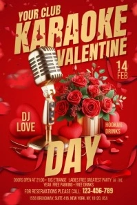 Karaoke Valentine Day Banner 4' × 6' template