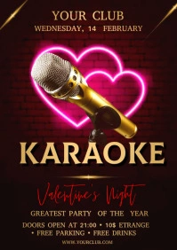 karaoke valentines night party flyer A4 template
