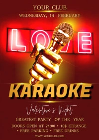 karaoke valentines night party flyer A4 template