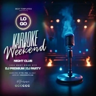 karaoke weekend party night ad template Square (1:1)