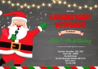 Karaoke with Santa party invitation A6 template