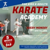 Karate Academy Classes Square Video Persegi (1:1) template