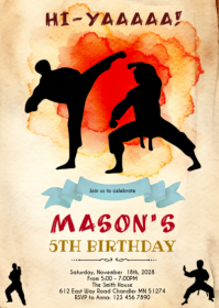 Karate Birthday Invitation A6 template