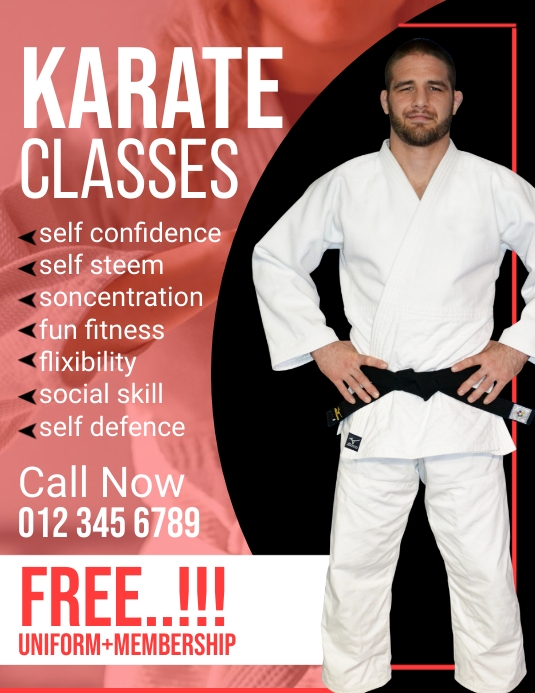 Karate Class Ads Volantino (US Letter) template
