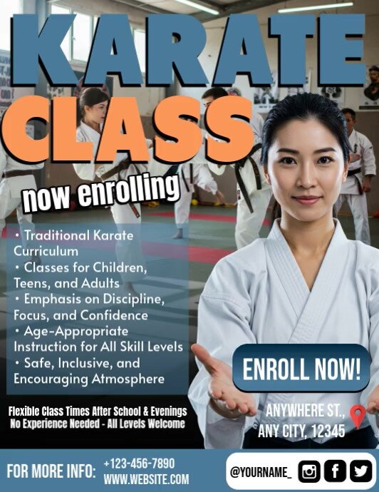 Karate Class 传单(美国信函) template