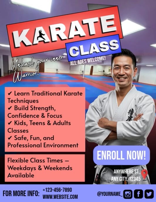 Karate Class Flyer (US Letter) template
