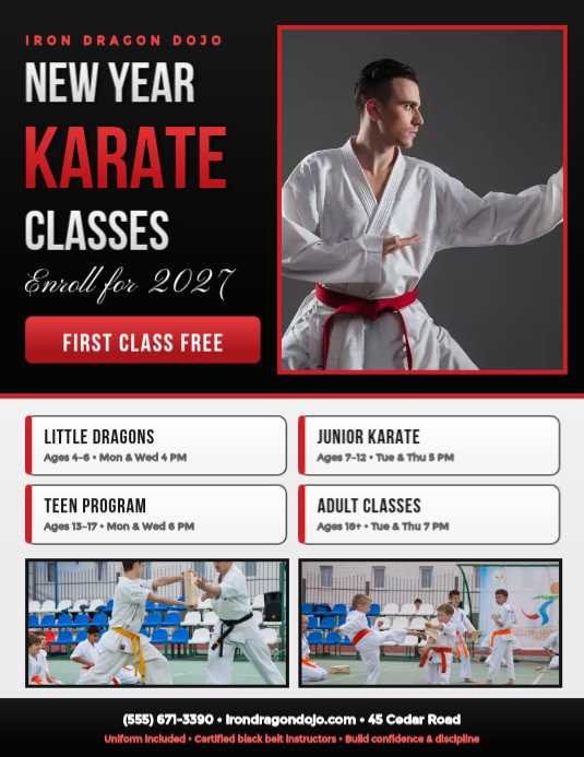 Karate Classes New Year Enrollment Flyer Template | PosterMyWall