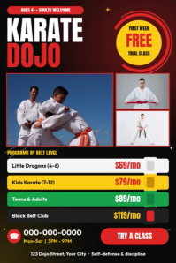 Black Karate Class Flyer Pinterest 图片 Template