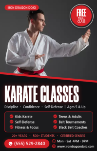 Black Karate Classes Wide Setengah Halaman Template