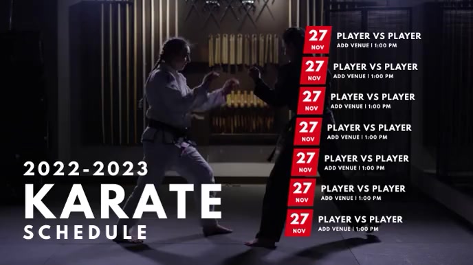 Karate Schedule Template PosterMyWall