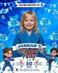 KARATE THEME BIRTHDAY INVITATION FOR KIDS Instagram Portrait template
