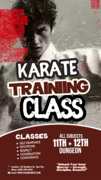 สีแดง Karate Training Class เรื่องราวบน Instagram Template