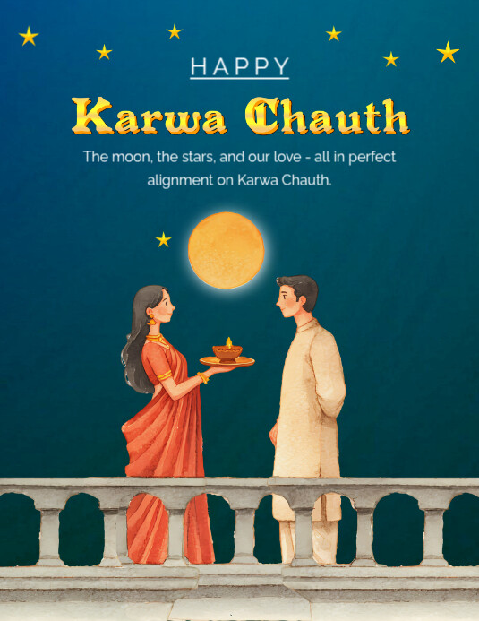 Karwa Chauth Flyer Template 传单(美国信函)