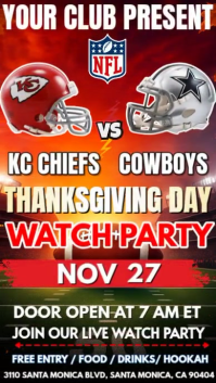 Red Thanksgiving Day NFL Watch Party Historia de Instagram Template