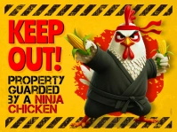 Keep Out! - Ninja Chicken | Funny Warning Sign Tuinbord template