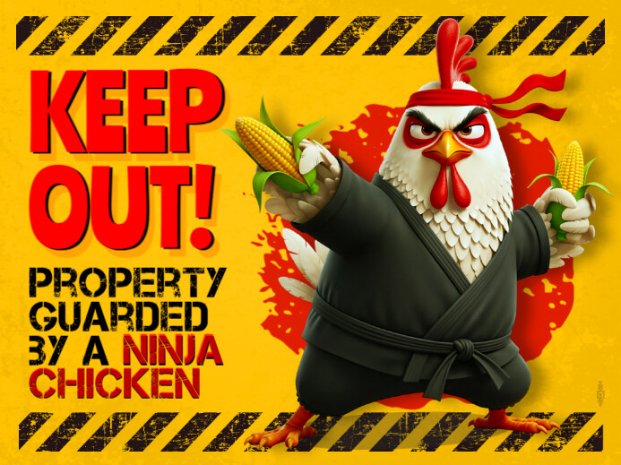 Keep Out! - Ninja Chicken | Funny Warning Sign 庭院招牌 template