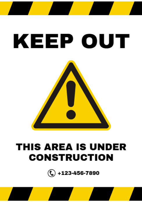 Keep-under construction warning sign A4 template