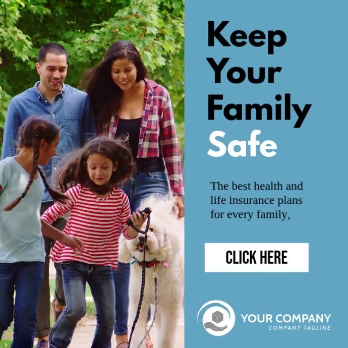 Keep your family safe insurance ad template Instagram 帖子