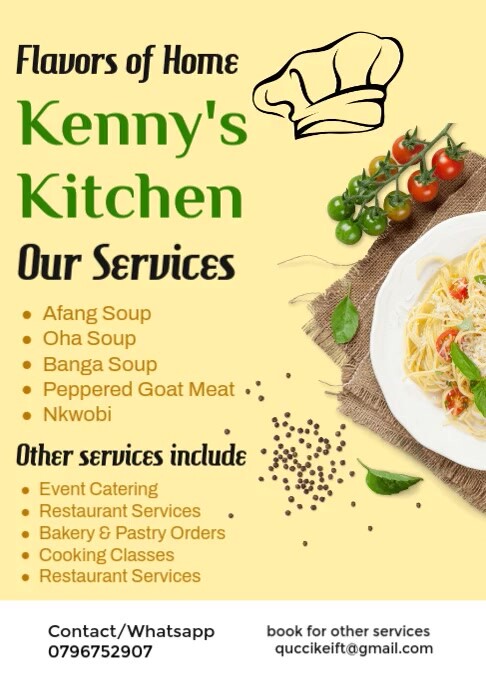 Kenny's Kitchen Chef Brand A4 template