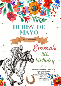 Kentucky Derby cinco de mayo party invitation A6 template