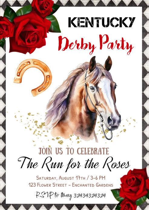 Kentucky Derby Party Invitation Template | PosterMyWall Kentucky Derby Party Invitation Template | PosterMyWall