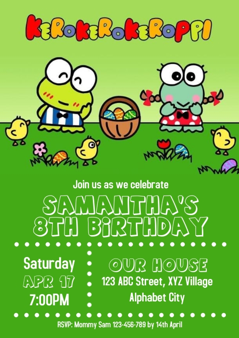 Keroppi Birthday Invitation Template | PosterMyWall