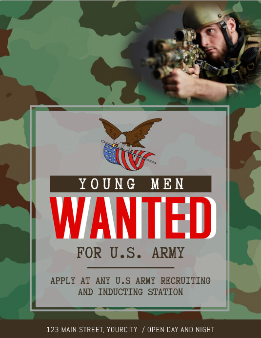 Khaaki Wanted Army Recruitment Flyer Template | PosterMyWall