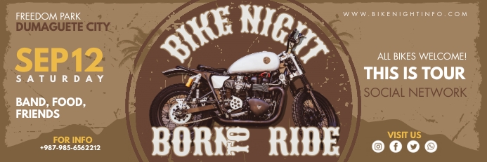 Khaki Bike Night Event 2'x6' Banner Template