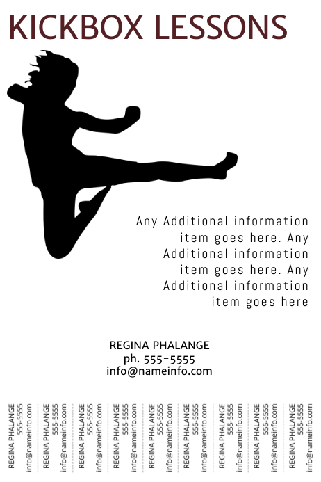 Kick Box Lessons Flyer Template Tear Off Tabs Postermywall