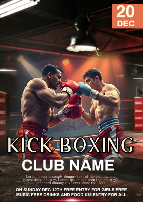 Kickboxing Paper Kick Boxing Match Template | PosterMyWall