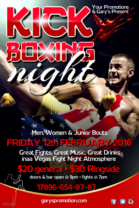 Kickboxing Raffle Kick boxing night poster Template | PosterMyWall