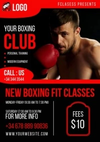 Kick boxing school A4 template